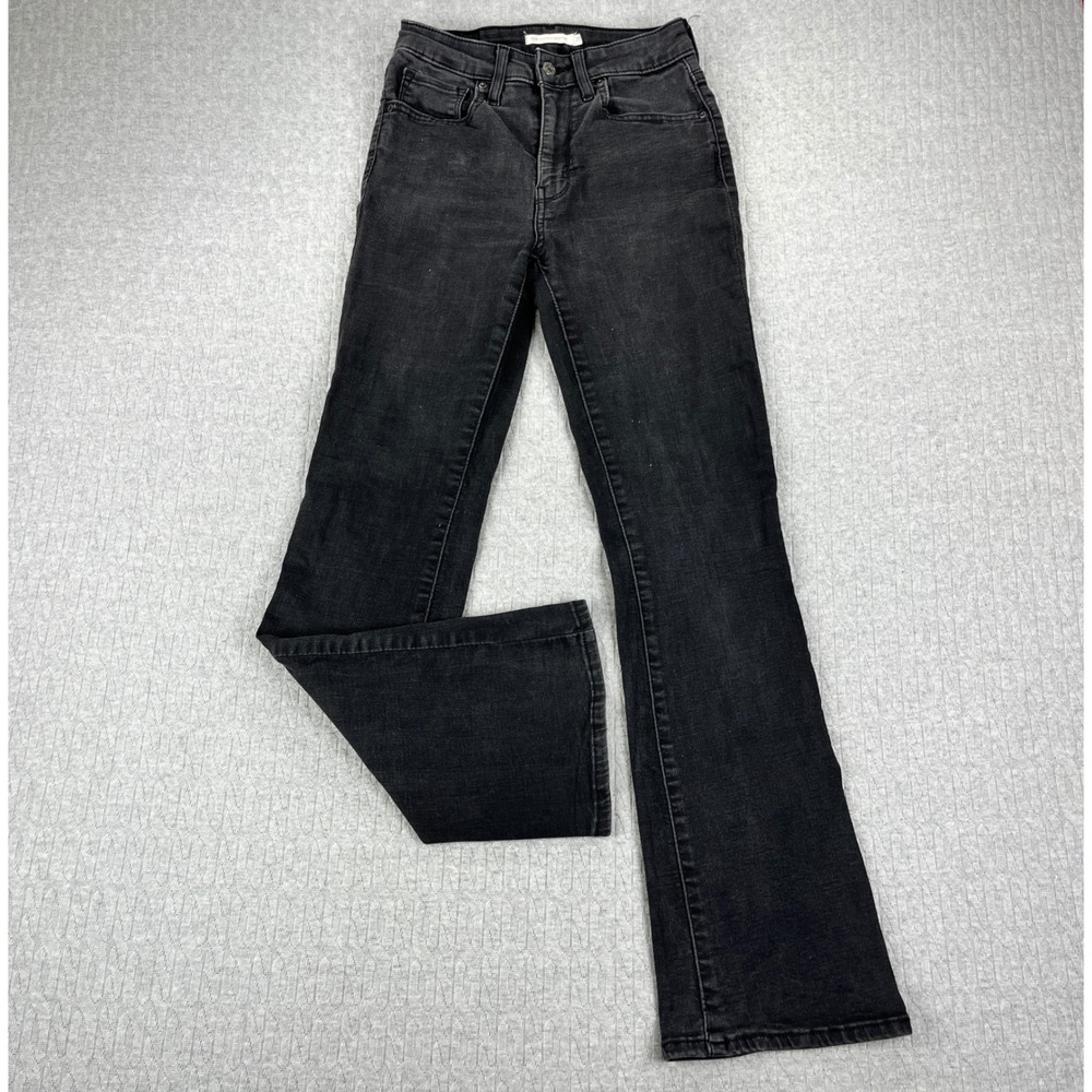 Levi's 725 High Rise Bootcut Jeans Women 27/23x29 Black Denim Waterless Stretch